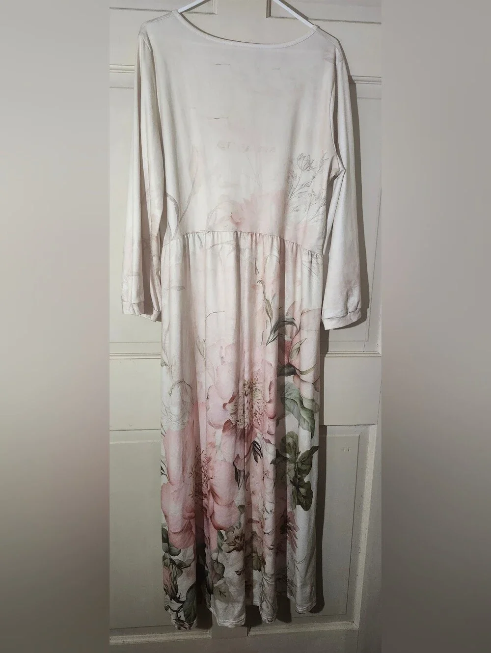 Women’s Pink Floral Maxi Dress with Long Sleeves